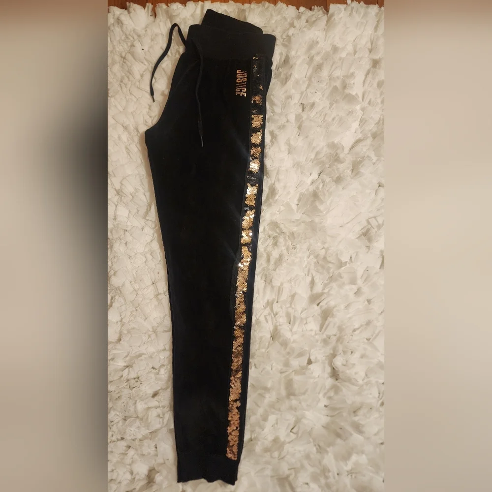 Justice soft,black velvet with rose gold sequence size 14-16